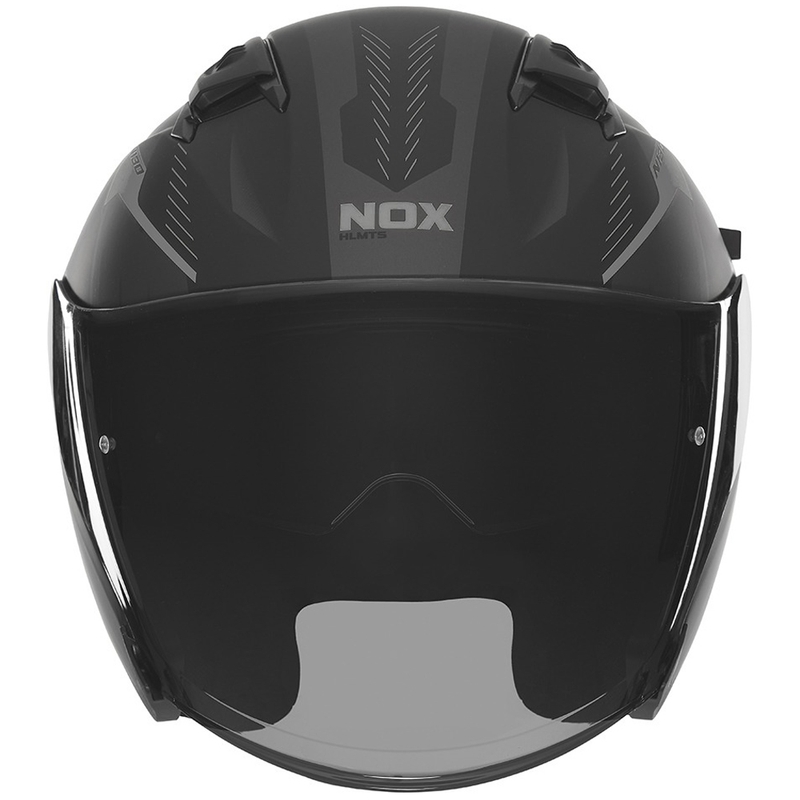 Casco de moto jet NOX N130 Myst negro mate-plata