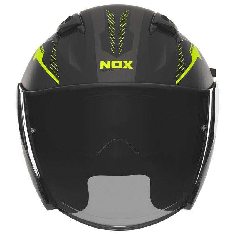 Casco de moto jet NOX N130 Myst negro mate-amarillo fluo