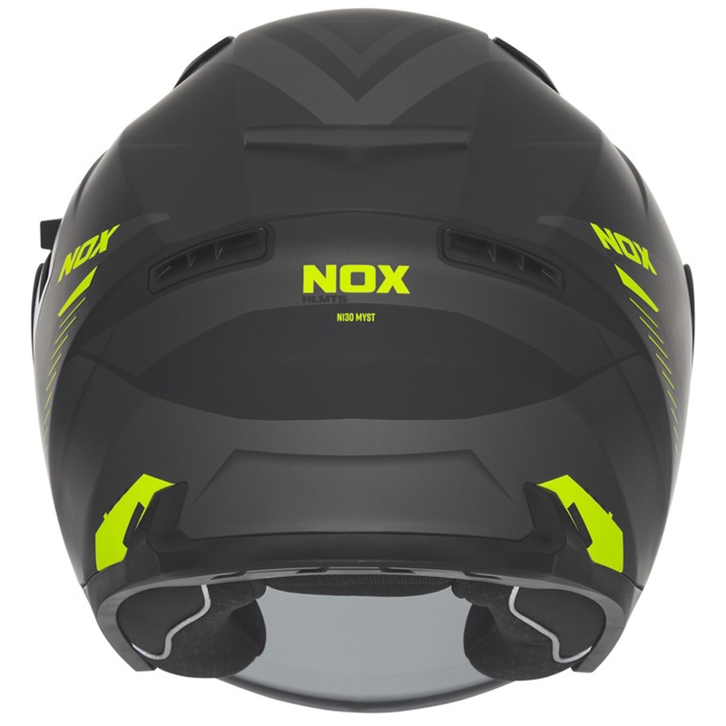 Casco de moto jet NOX N130 Myst negro mate-amarillo fluo