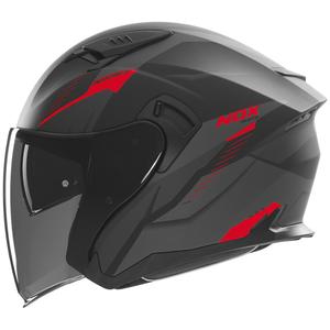 Casco de moto jet NOX N130 Myst negro mate-rojo