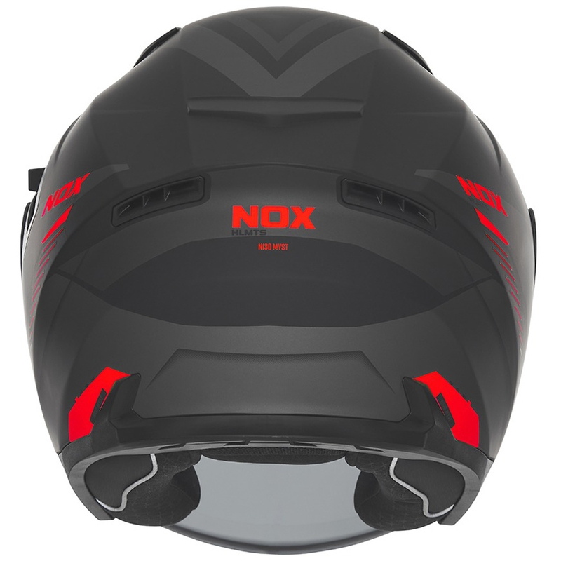 Casco de moto jet NOX N130 Myst negro mate-rojo