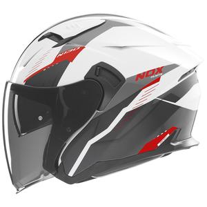 Casco de moto jet NOX N130 Myst blanco-negro-rojo