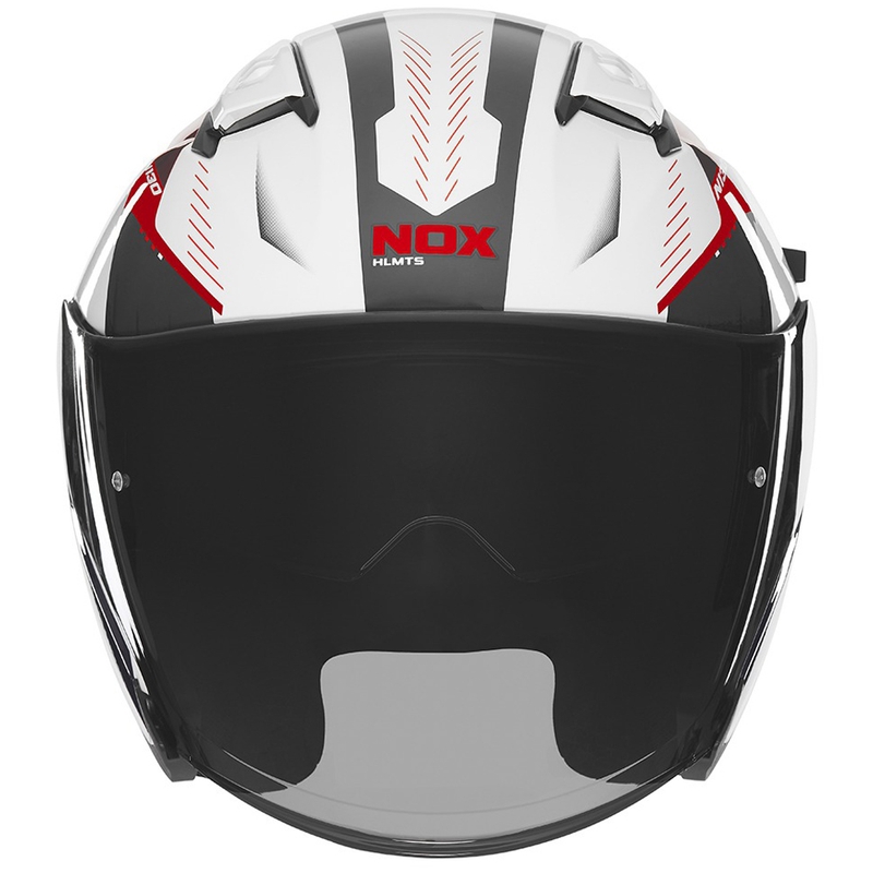 Casco de moto jet NOX N130 Myst blanco-negro-rojo
