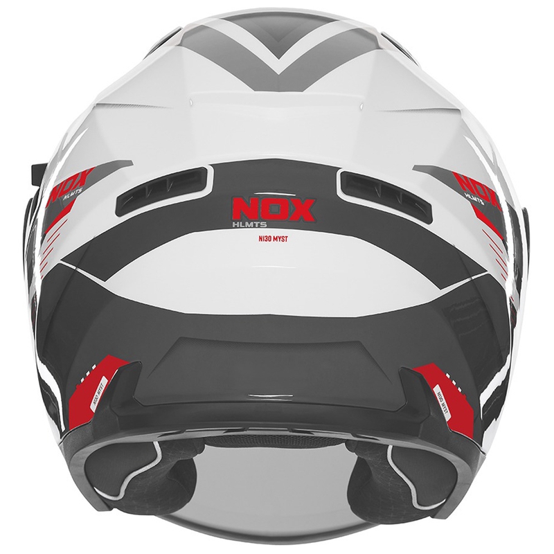Casco de moto jet NOX N130 Myst blanco-negro-rojo