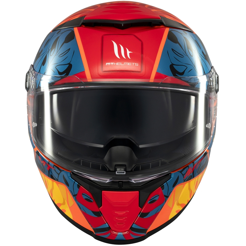 Casco integral de moto MT Thunder 4 SV color azul-naranja selva tropical