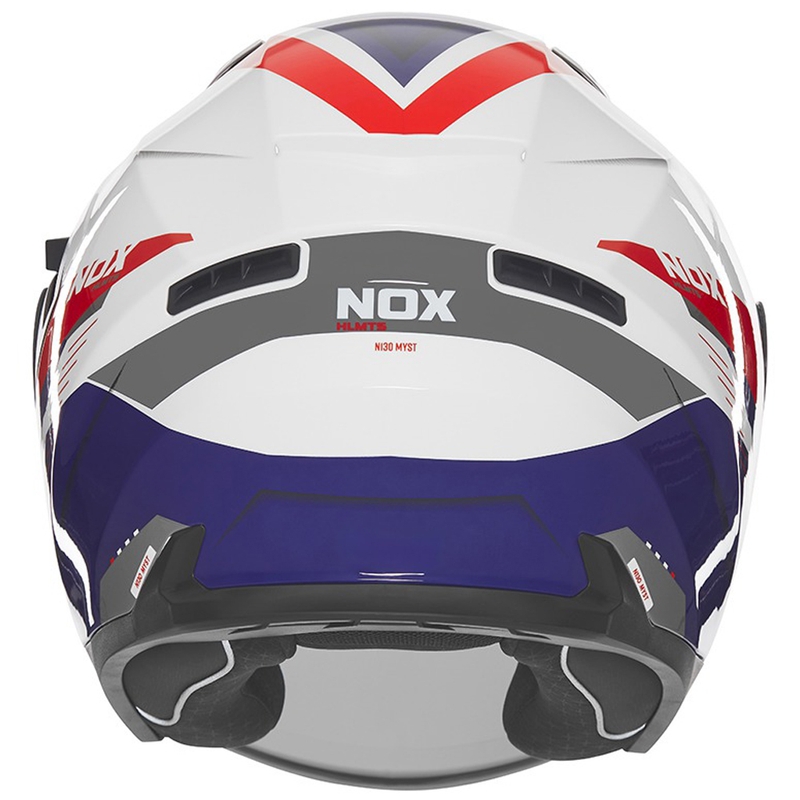 Casco de moto jet NOX N130 Myst blanco-azul-rojo