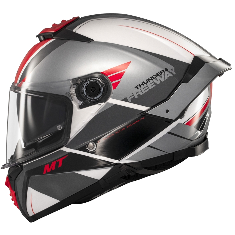 Casco integral de moto MT Thunder 4 SV Freeway negro-gris-rojo