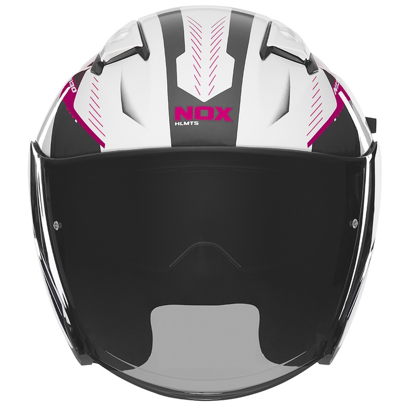 Casco de moto jet NOX N130 Myst blanco-negro-rosa