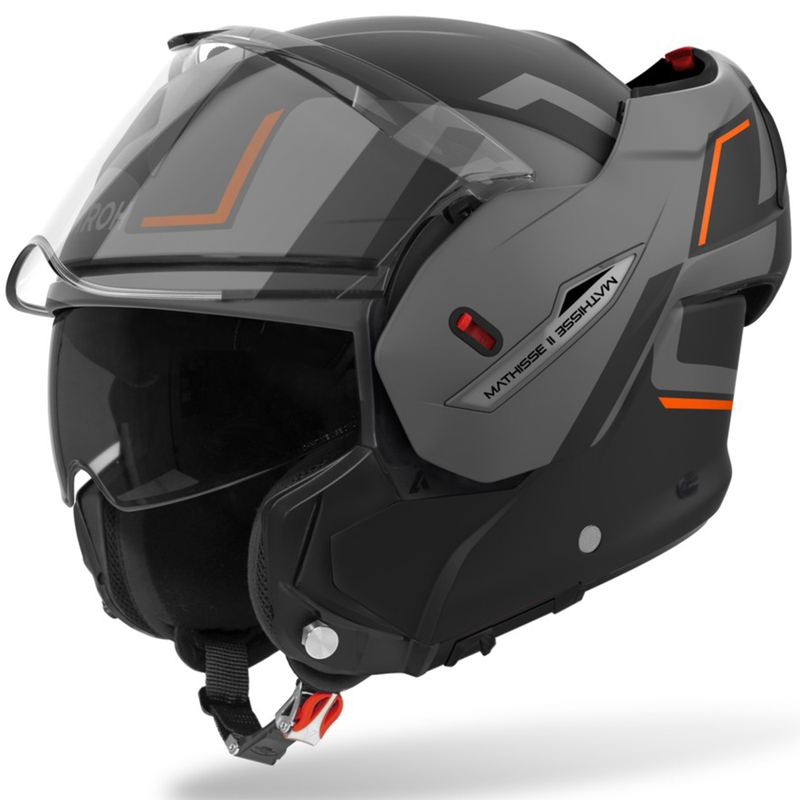 Casco de moto abatible Airoh Mathisse 2 Genius naranja mate
