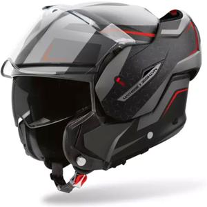 Casco de moto abatible Airoh Mathisse 2 Magnet en gris mate, negro y rojo