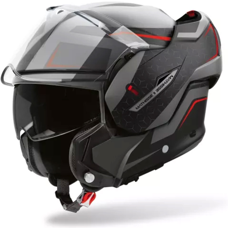 Casco de moto abatible Airoh Mathisse 2 Magnet en gris mate, negro y rojo