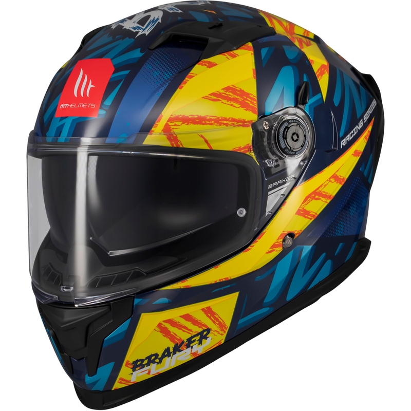 Casco integral de moto MT Braker SV Fury azul-amarillo