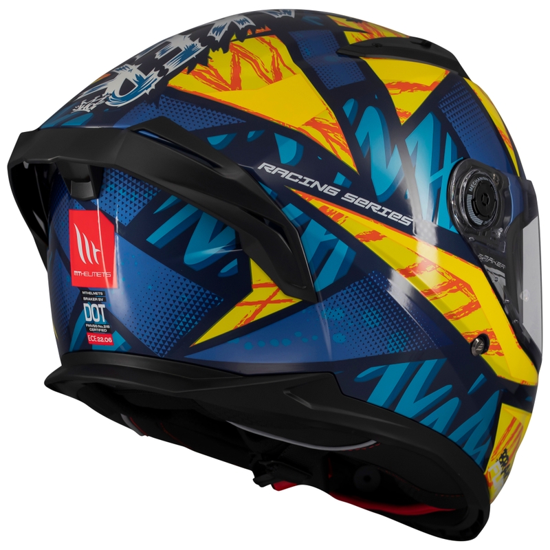 Casco integral de moto MT Braker SV Fury azul-amarillo