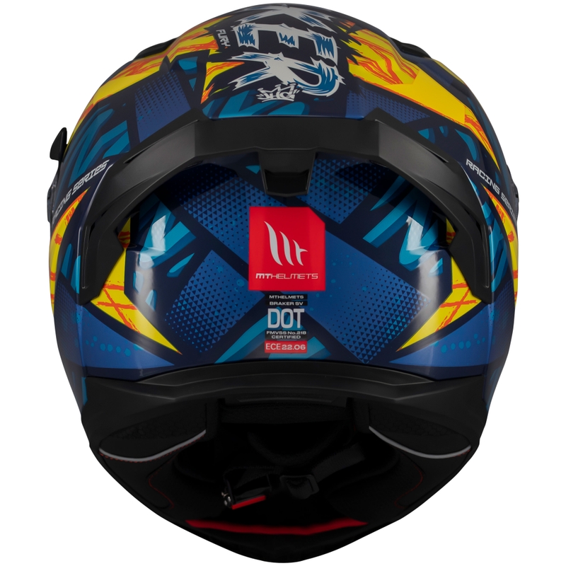 Casco integral de moto MT Braker SV Fury azul-amarillo