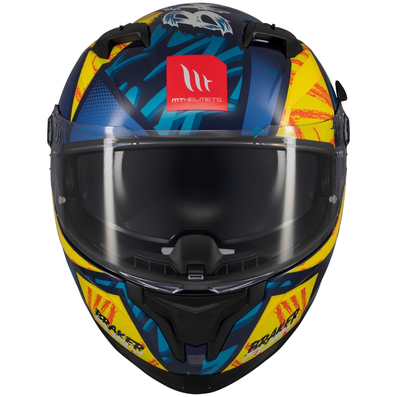 Casco integral de moto MT Braker SV Fury azul-amarillo