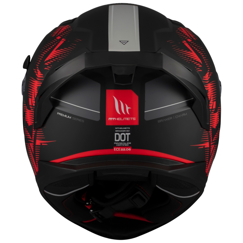 Casco integral de moto MT Braker SV Charm negro mate-rojo