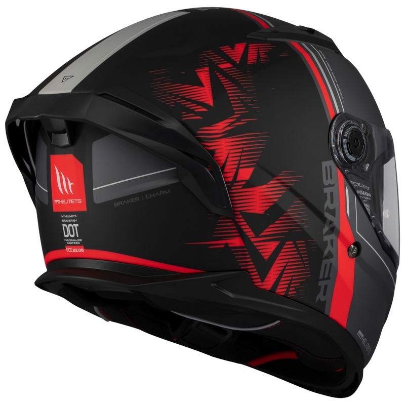 Casco integral de moto MT Braker SV Charm negro mate-rojo