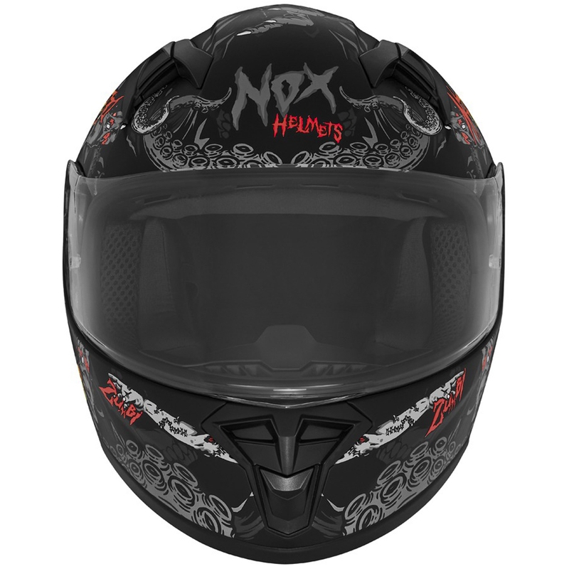 Casco integral de moto infantil NOX N731 ZUMBI negro mate-rojo