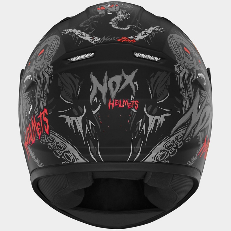 Casco integral de moto infantil NOX N731 ZUMBI negro mate-rojo