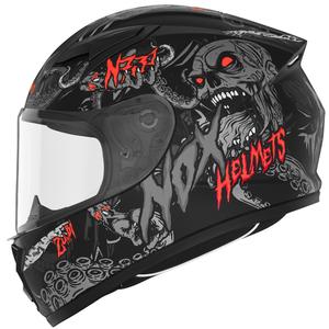Casco integral de moto infantil NOX N731 ZUMBI negro mate-rojo