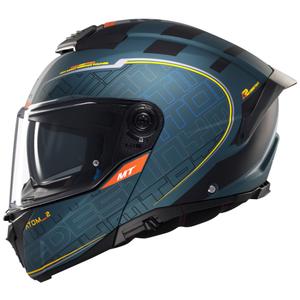 Casco de moto abatible MT Atom 2 SV Destiny verde mate-negro