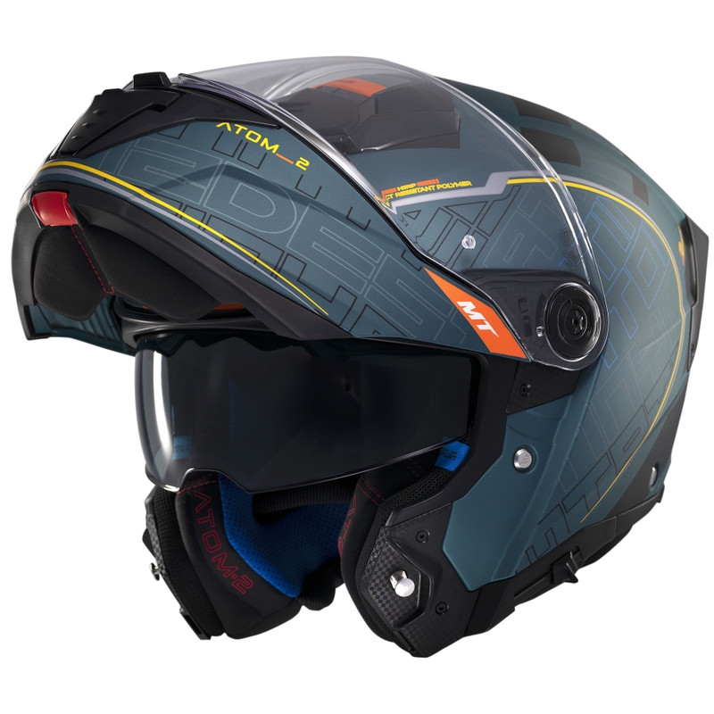 Casco de moto abatible MT Atom 2 SV Destiny verde mate-negro