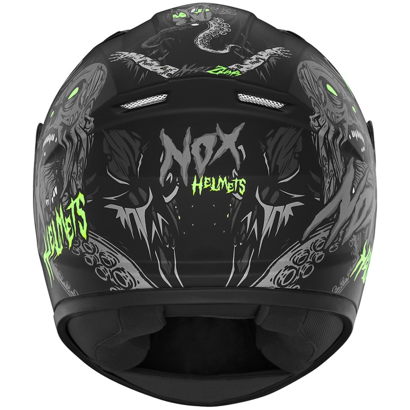 Casco integral de moto infantil NOX N731 ZUMBI negro mate-verde