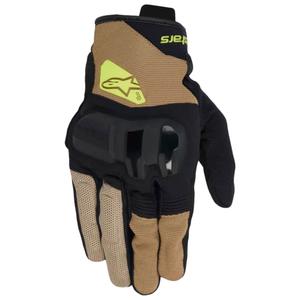 Guantes de moto Alpinestars Chrome V2 en color caqui oscuro, negro y amarillo