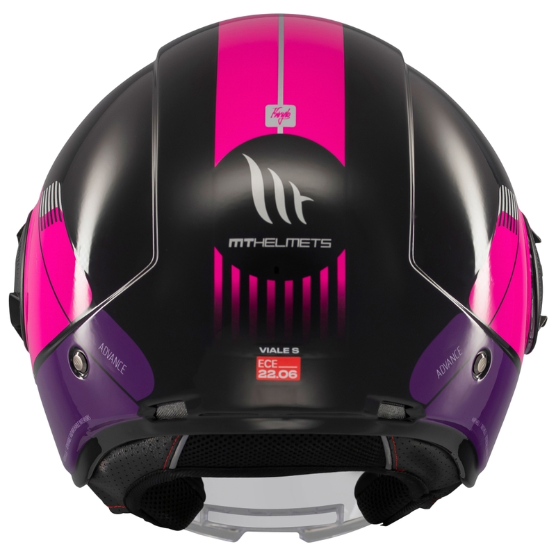 Casco de moto jet MT Viale SV S Advance negro-rosa