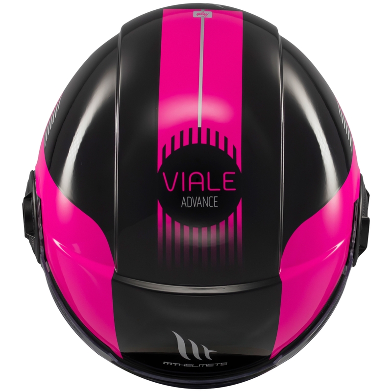 Casco de moto jet MT Viale SV S Advance negro-rosa