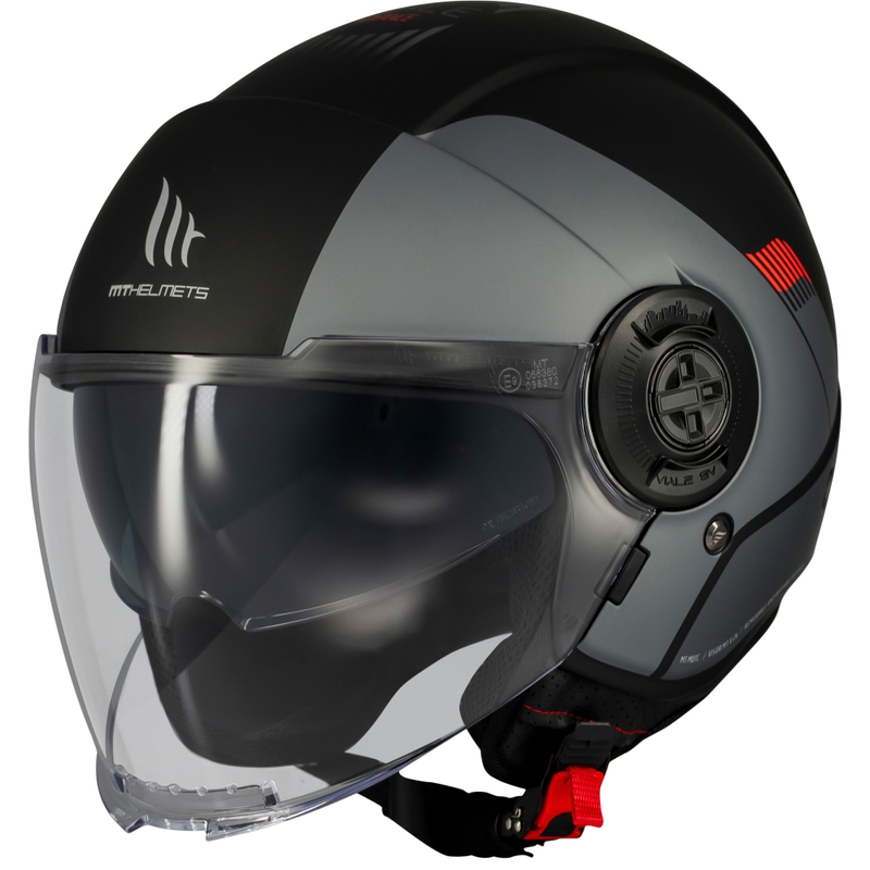 Casco de moto jet MT Viale SV S Advance negro mate-gris