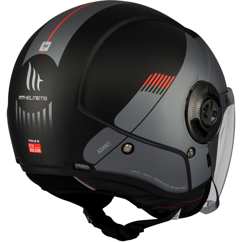 Casco de moto jet MT Viale SV S Advance negro mate-gris