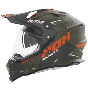 Casco de moto enduro NOX N312 Vapor caqui mate-naranja