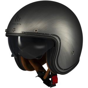 Casco de moto jet MT Le Mans 2 SV Scratched Chrome gris mate