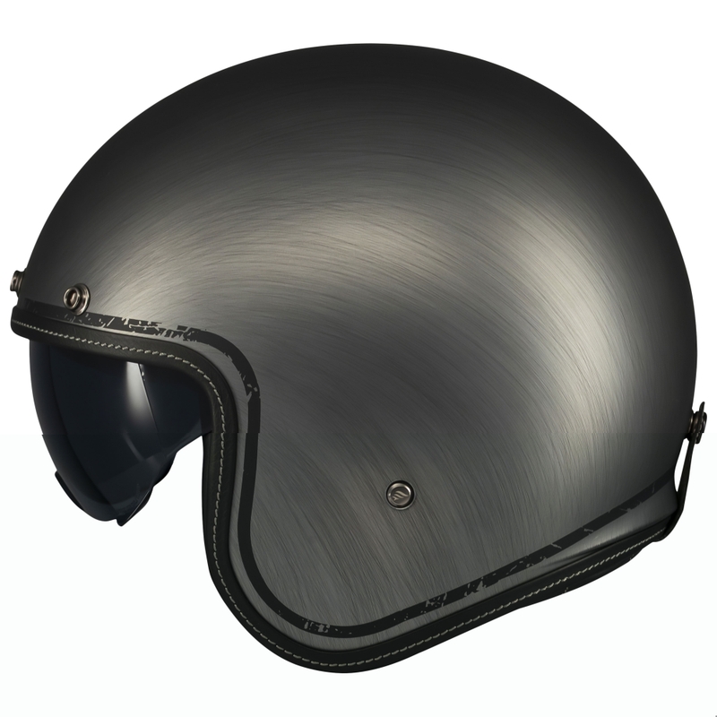 Casco de moto jet MT Le Mans 2 SV Scratched Chrome gris mate