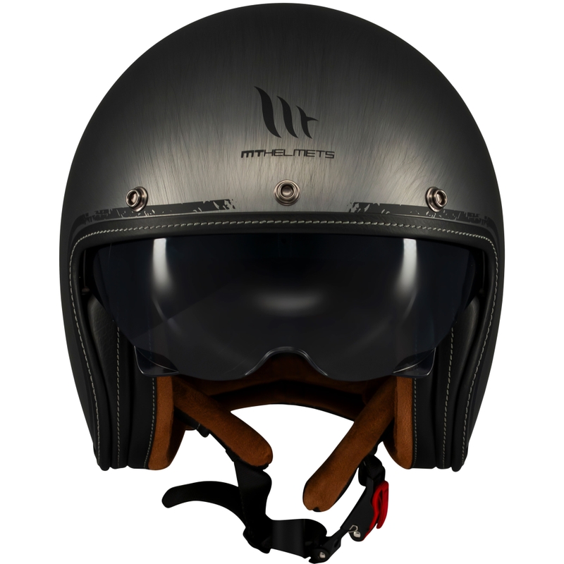 Casco de moto jet MT Le Mans 2 SV Scratched Chrome gris mate