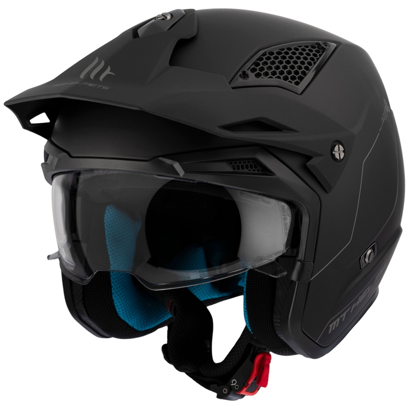 Casco de moto de trial abierto MT District SV Solid, color negro mate