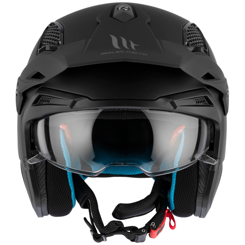 Casco de moto de trial abierto MT District SV Solid, color negro mate