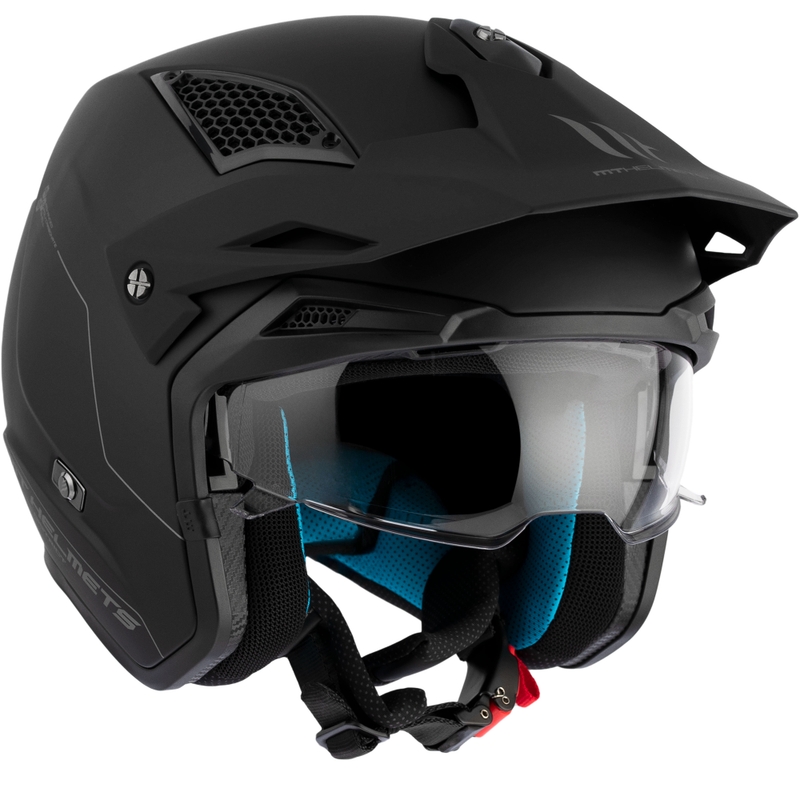 Casco de moto de trial abierto MT District SV Solid, color negro mate