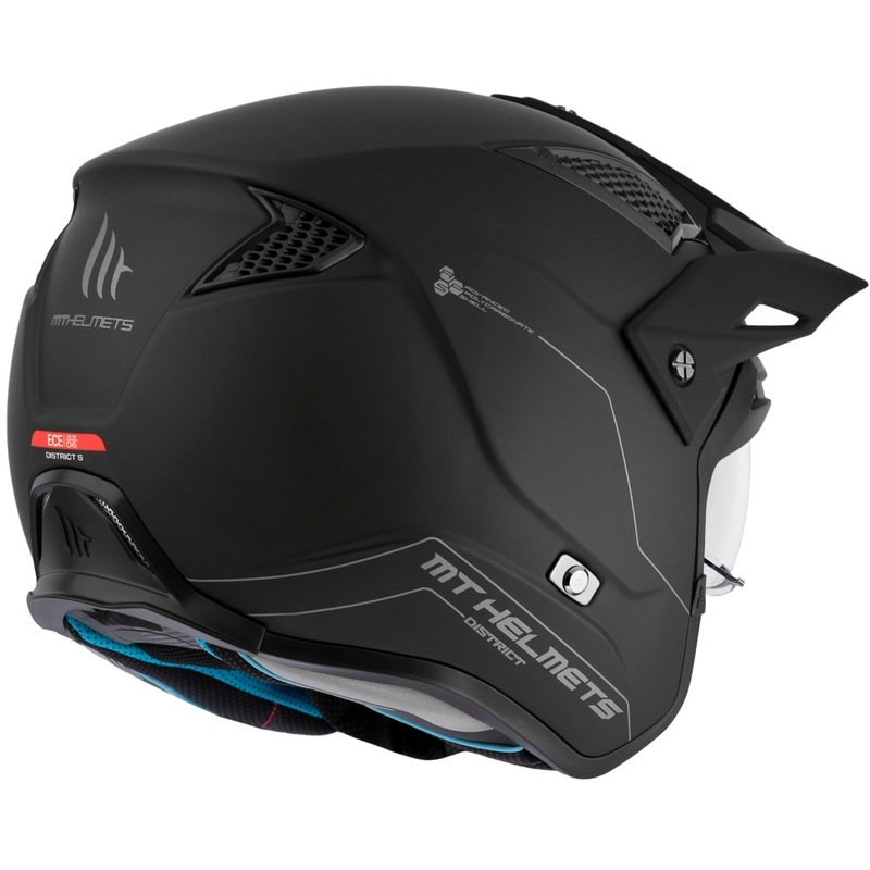 Casco de moto de trial abierto MT District SV Solid, color negro mate