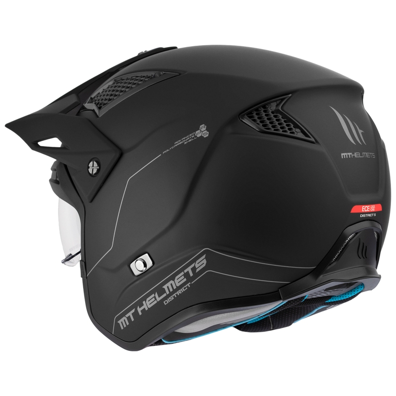 Casco de moto de trial abierto MT District SV Solid, color negro mate