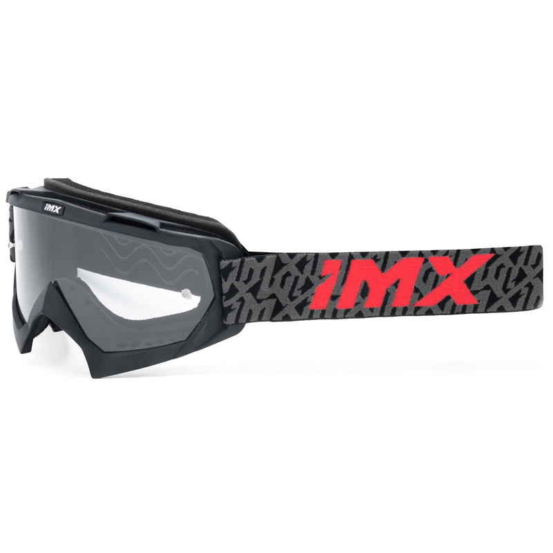Gafas de motocross iMX Mud negro-gris-rojo con plexiglás transparente