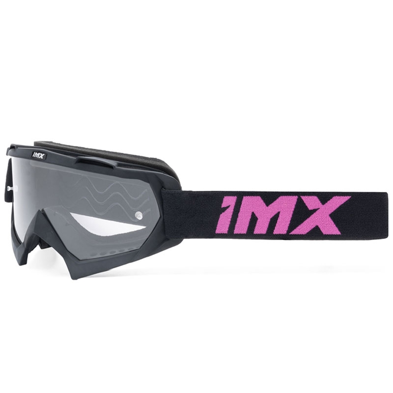 Gafas de motocross iMX Mud negro-rosa con plexiglás transparente