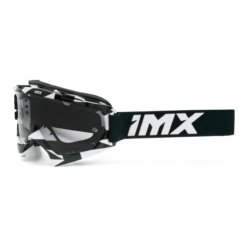 Gafas de motocross iMX Mud blanco-negro con plexiglás transparente
