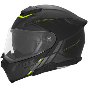Casco de moto modular NOX N967 Synchro negro mate-amarillo fluo