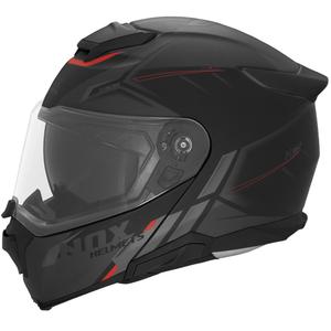 Casco de moto abatible NOX N967 Synchro negro mate-rojo