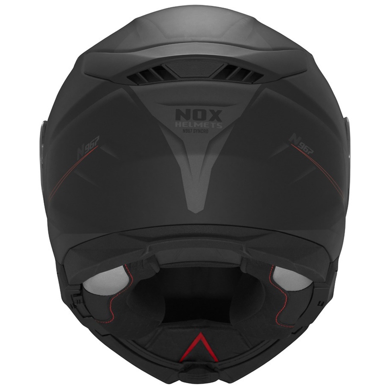 Casco de moto abatible NOX N967 Synchro negro mate-rojo