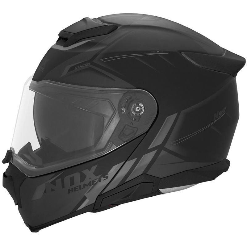 Casco de moto abatible NOX N967 Synchro negro mate-gris