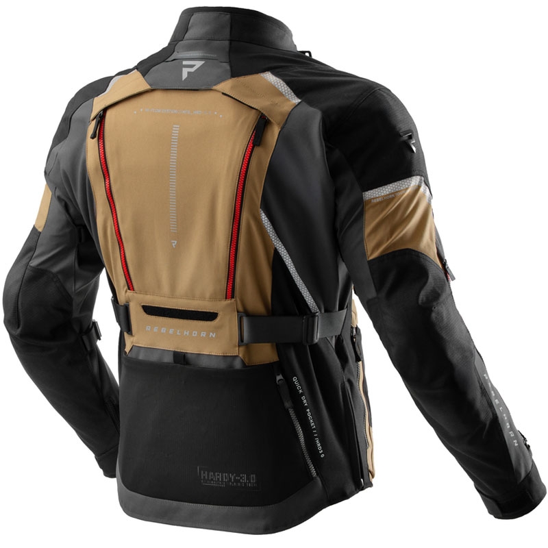 Chaqueta de moto Rebelhorn Hardy 3.0 beige-gris-rojo