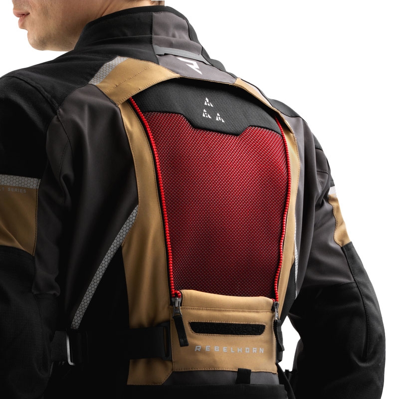 Chaqueta de moto Rebelhorn Hardy 3.0 beige-gris-rojo